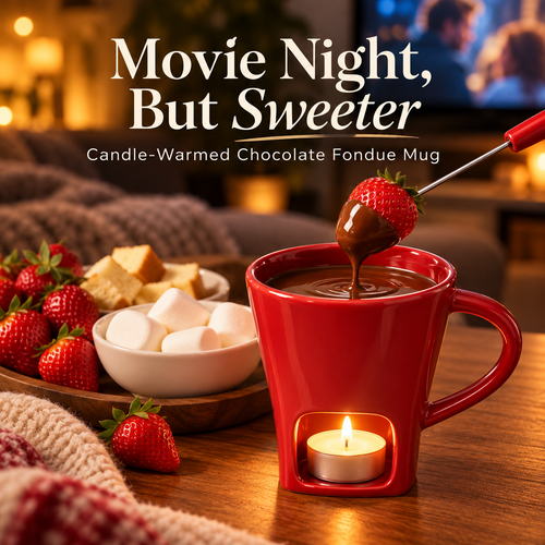 🍫 Candle-Warmed Chocolate Fondue Mug – Ceramic Dessert Cup