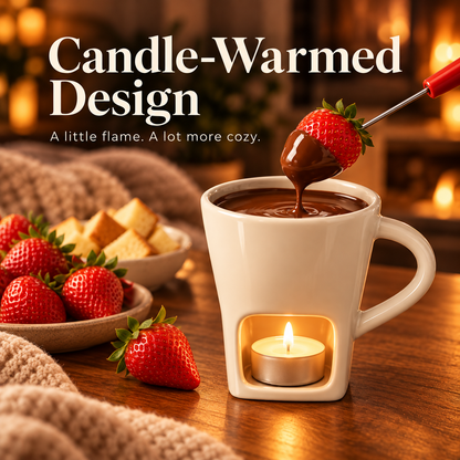 🍫 Candle-Warmed Chocolate Fondue Mug – Ceramic Dessert Cup