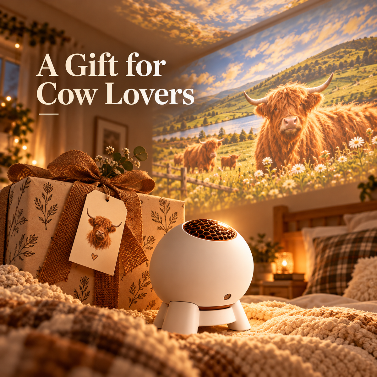 🐮 Highland Cow Projector – Farm-Themed Room Light & Gift for Cow Lovers