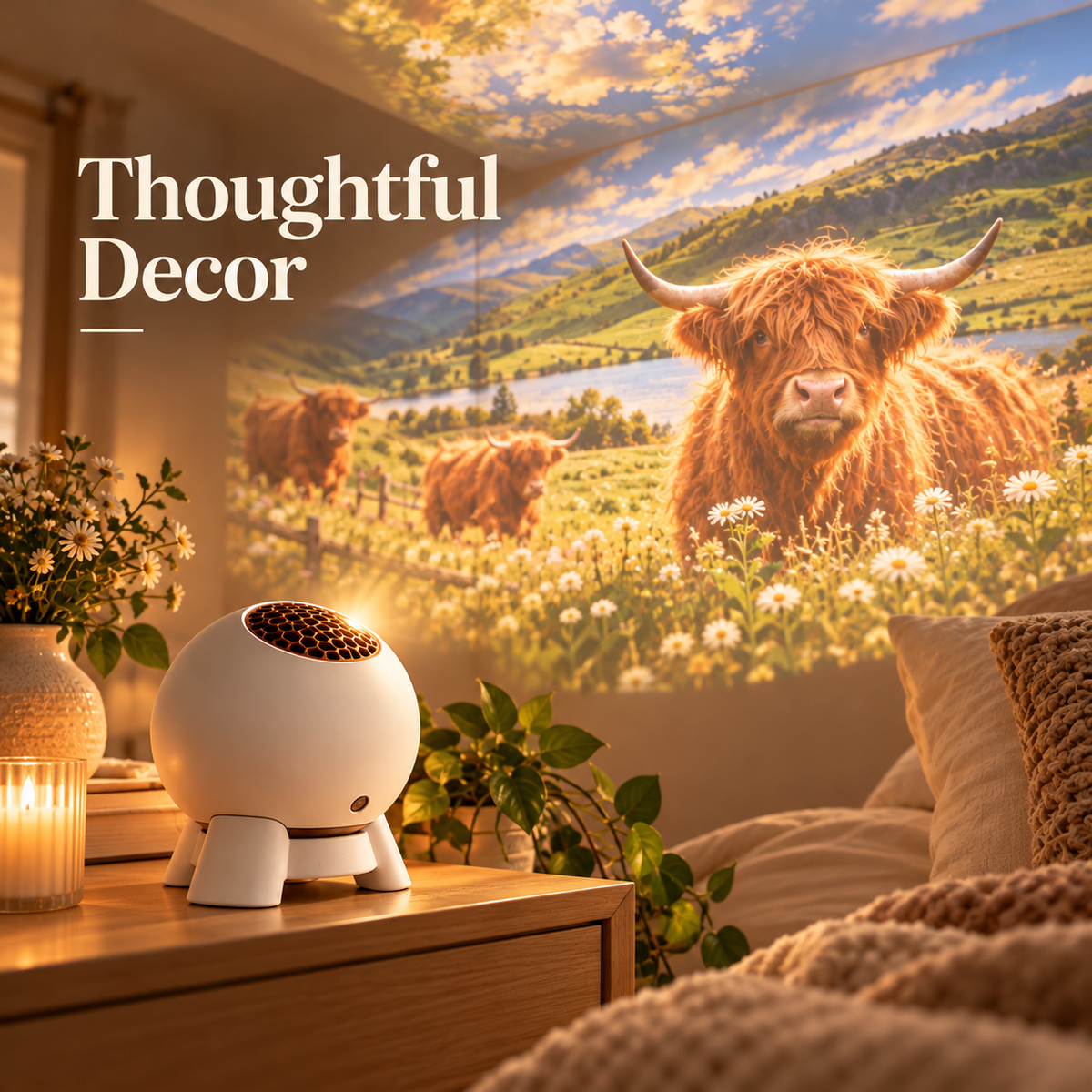 🐮 Highland Cow Projector – Farm-Themed Room Light & Gift for Cow Lovers