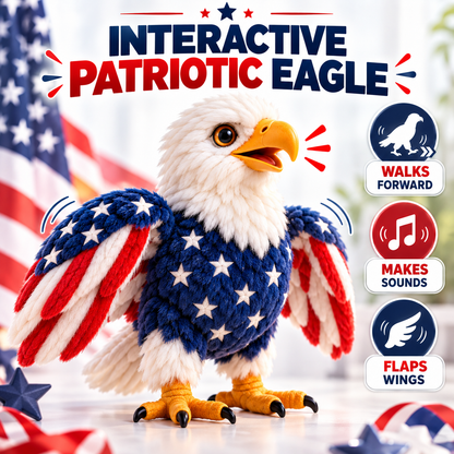 🦅 Interactive Patriotic Eagle – Walking, Flapping & Sound-Activated Plush Companion