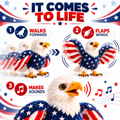 🦅 Interactive Patriotic Eagle – Walking, Flapping & Sound-Activated Plush Companion