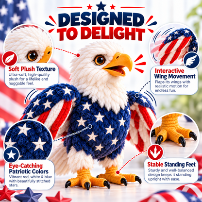 🦅 Interactive Patriotic Eagle – Walking, Flapping & Sound-Activated Plush Companion