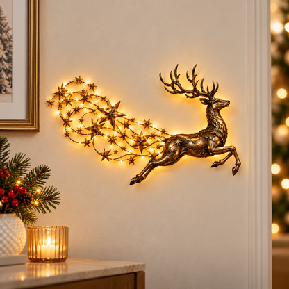 ✨ Reindeer Starfall Glow™ – Magical Lighted Christmas Wall Decor