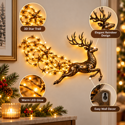 ✨ Reindeer Starfall Glow™ – Magical Lighted Christmas Wall Decor