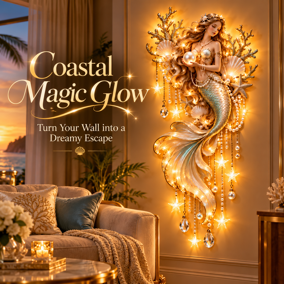🌙 Moonlit Goddess & Deer Glow™ – Magical Lighted Wall Art
