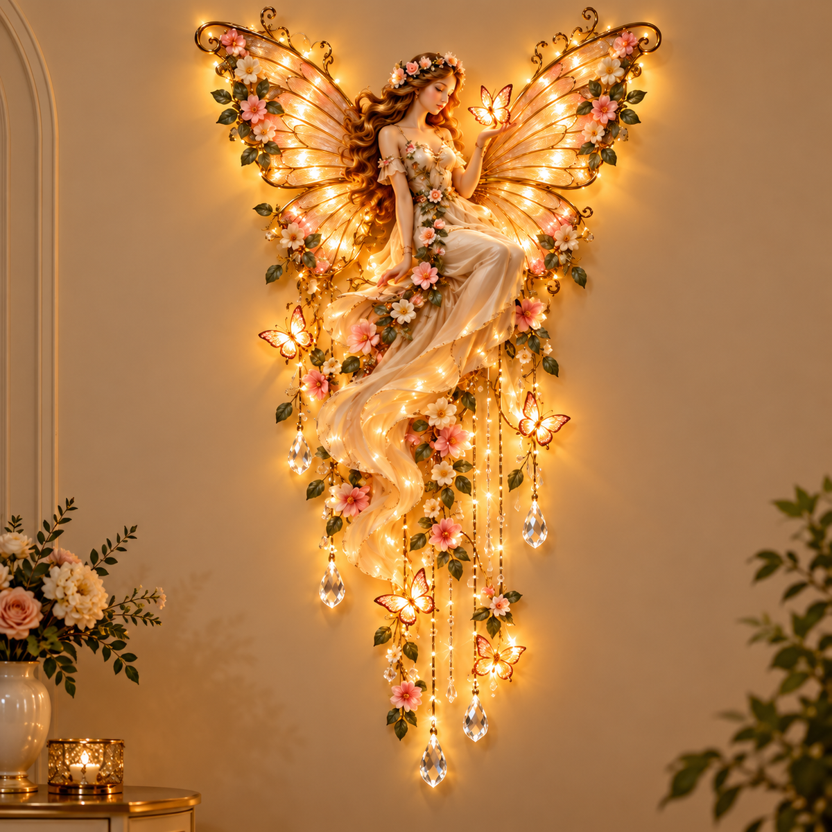 🌙 Moonlit Goddess & Deer Glow™ – Magical Lighted Wall Art