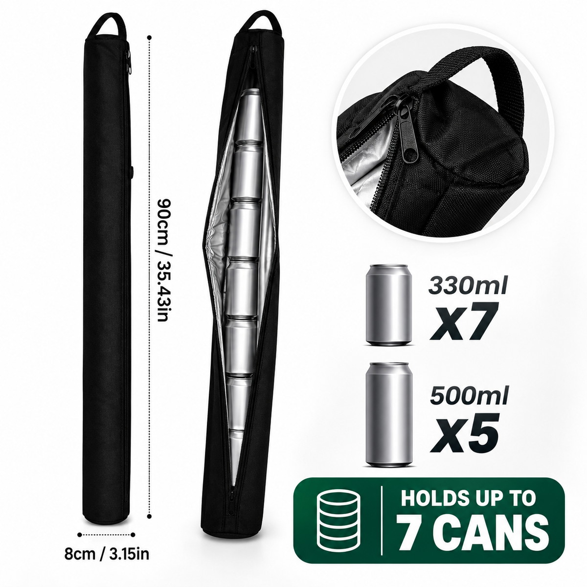 🍺 Slim Drink Cooler Sleeve – Long Portable Beverage Carrier for Golf, Camping & Outdoor Days