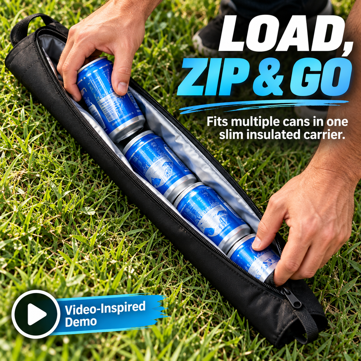 🍺 Slim Drink Cooler Sleeve – Long Portable Beverage Carrier for Golf, Camping & Outdoor Days