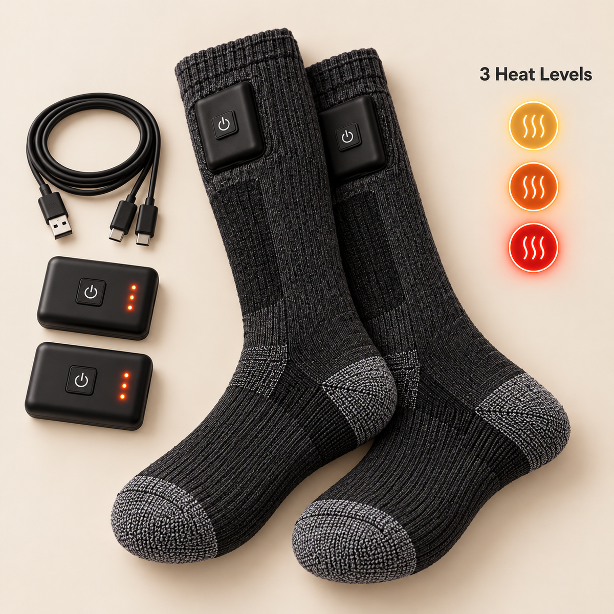 🔥 Rechargeable Heated Socks – 3-Level Electric Warming Socks for Winter