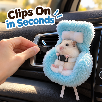 🐹 Plush Hamster Car Seat – Cute Vent-Mounted Mini Pet Chair