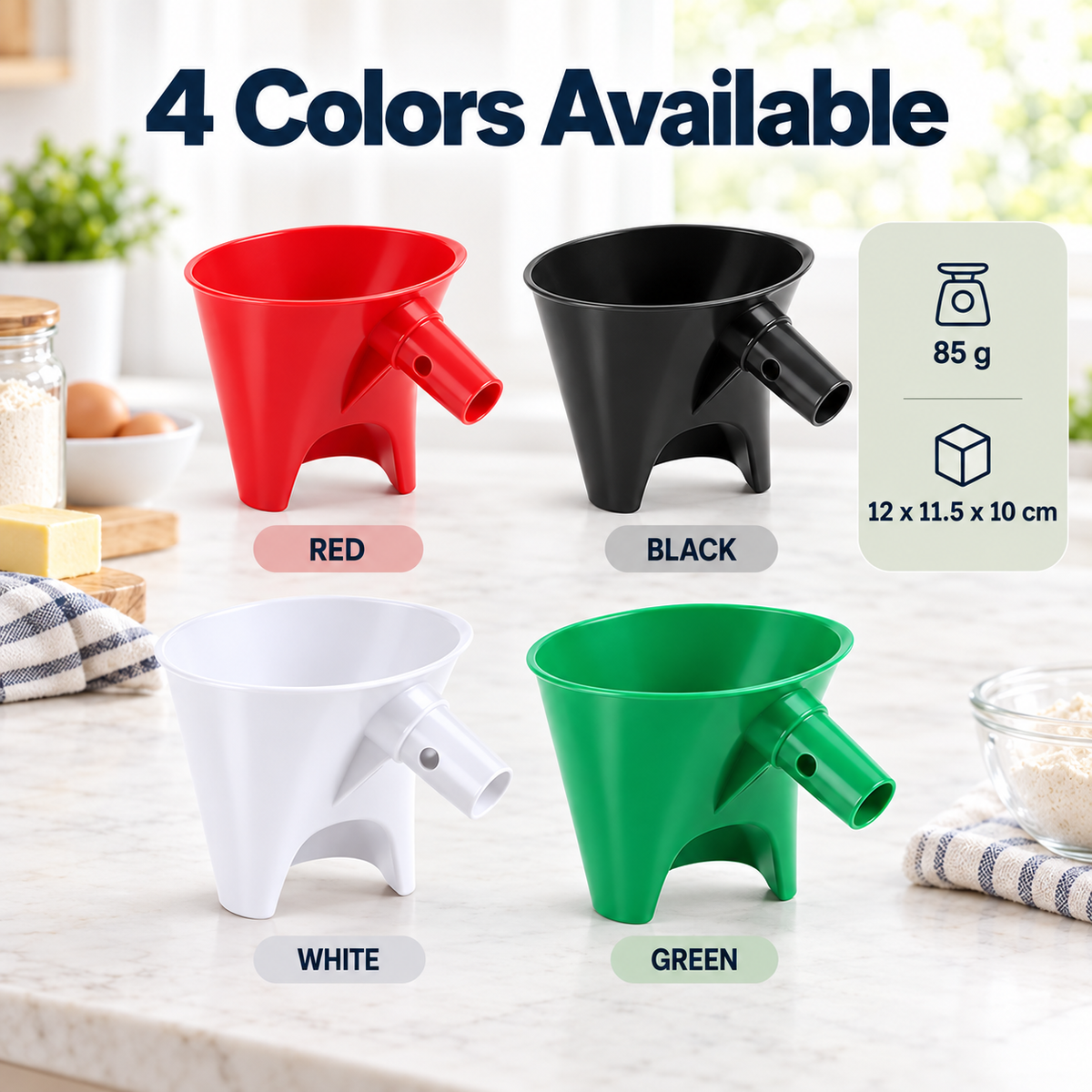 🥣 No-Mess Mixer Funnel – Wide-Mouth Ingredient Guide for Cleaner Baking