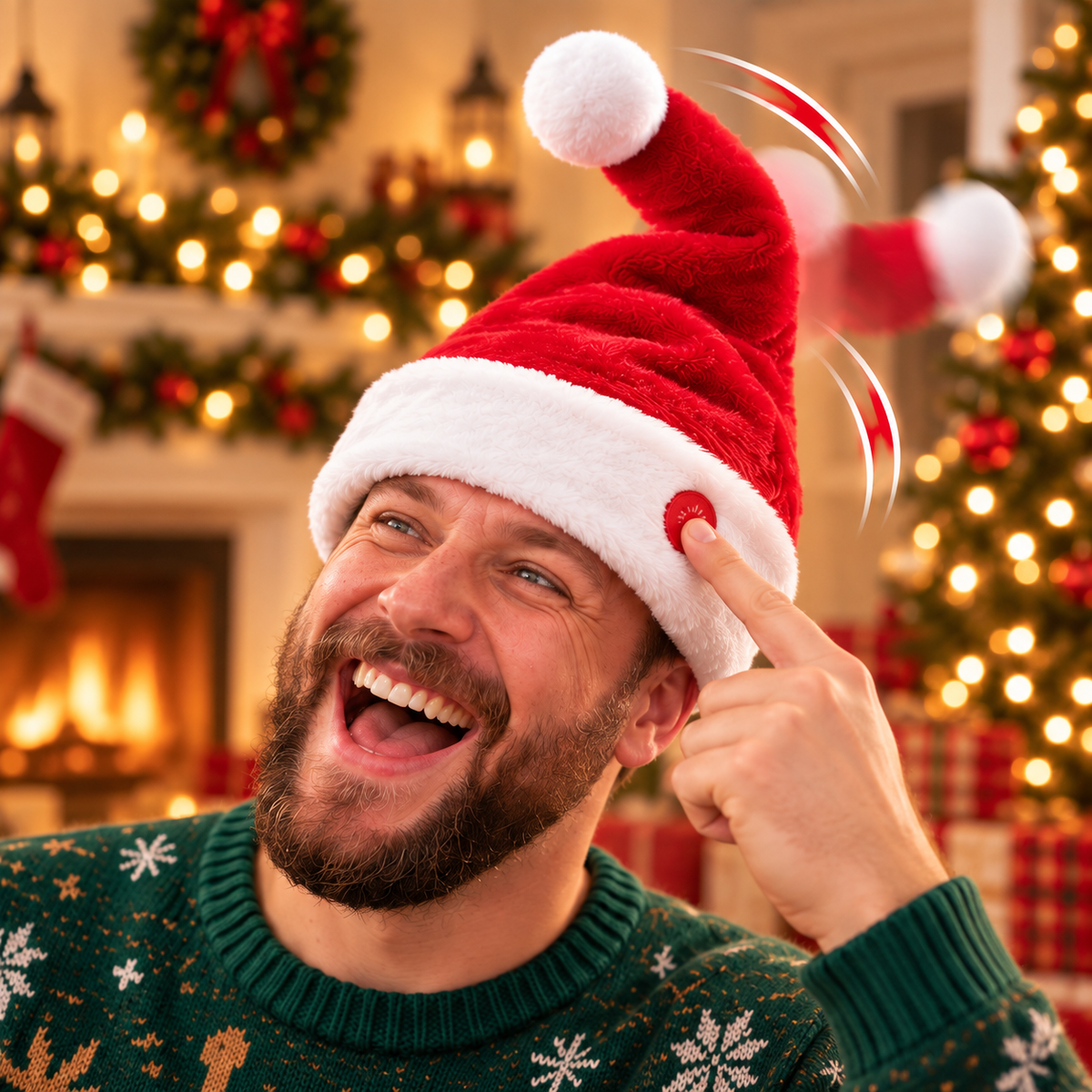 🎅 Animated Santa Party Hat – One Button, Instant Christmas Chaos 😂