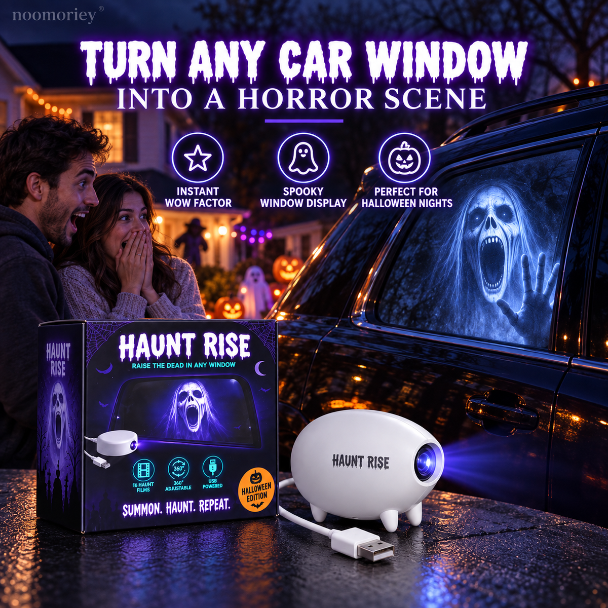 🔥Last Day 49% OFF🎃 Halloween Window Projector 👻 16 Spooky Films USB Powered Holiday Decor