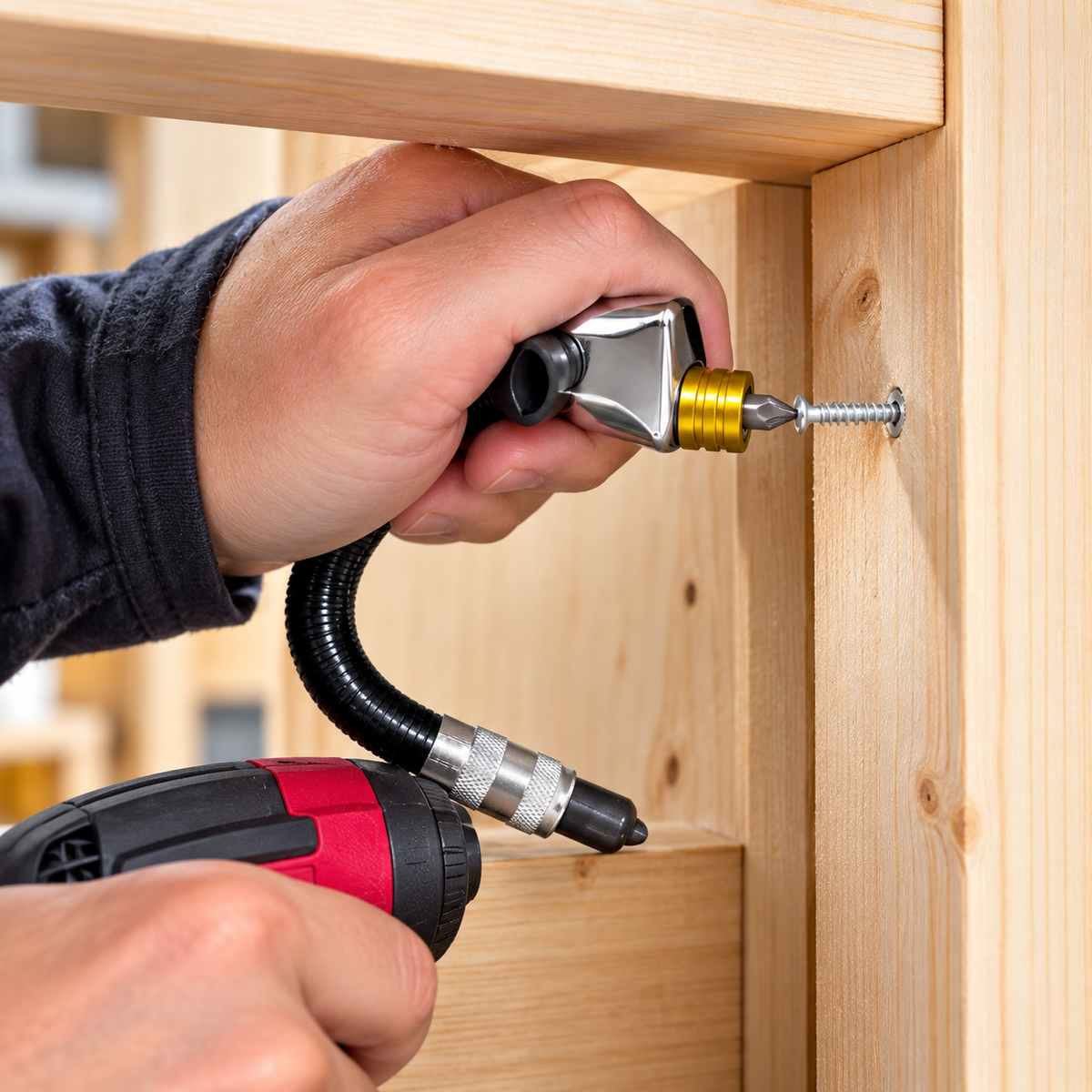 🔧 90° Flexible Right-Angle Drill Adapter – Reach Screws Your Drill Can't