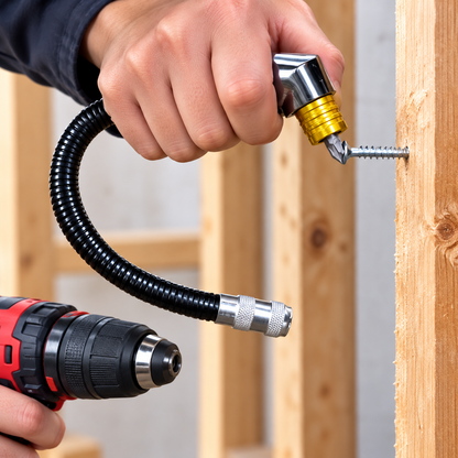 🔧 90° Flexible Right-Angle Drill Adapter – Reach Screws Your Drill Can't