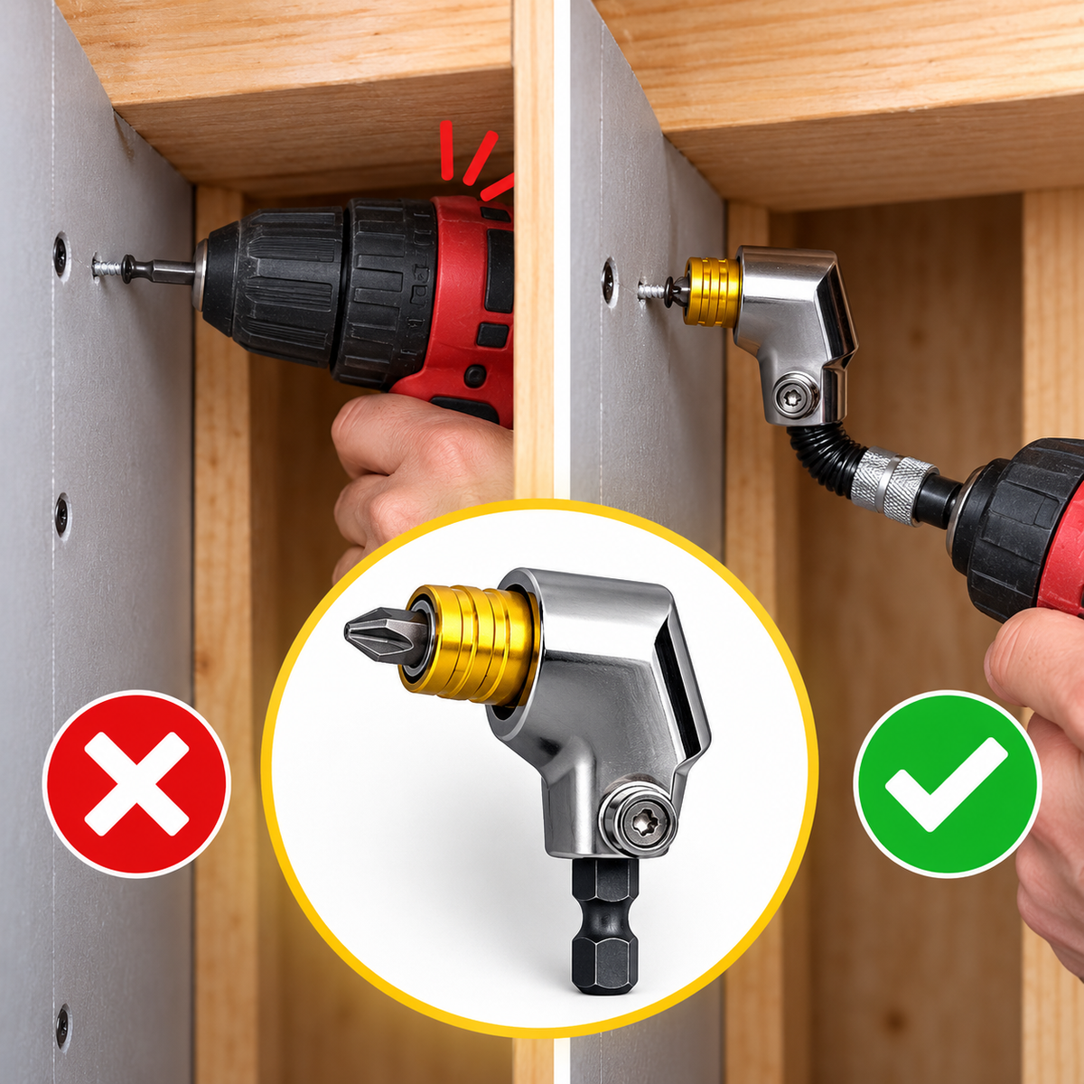 🔧 90° Flexible Right-Angle Drill Adapter – Reach Screws Your Drill Can't