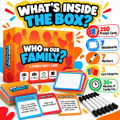 ⏰ 50% OFF Today! 😂 Who In Our Family? Hilarious Party Game for Family Game Night