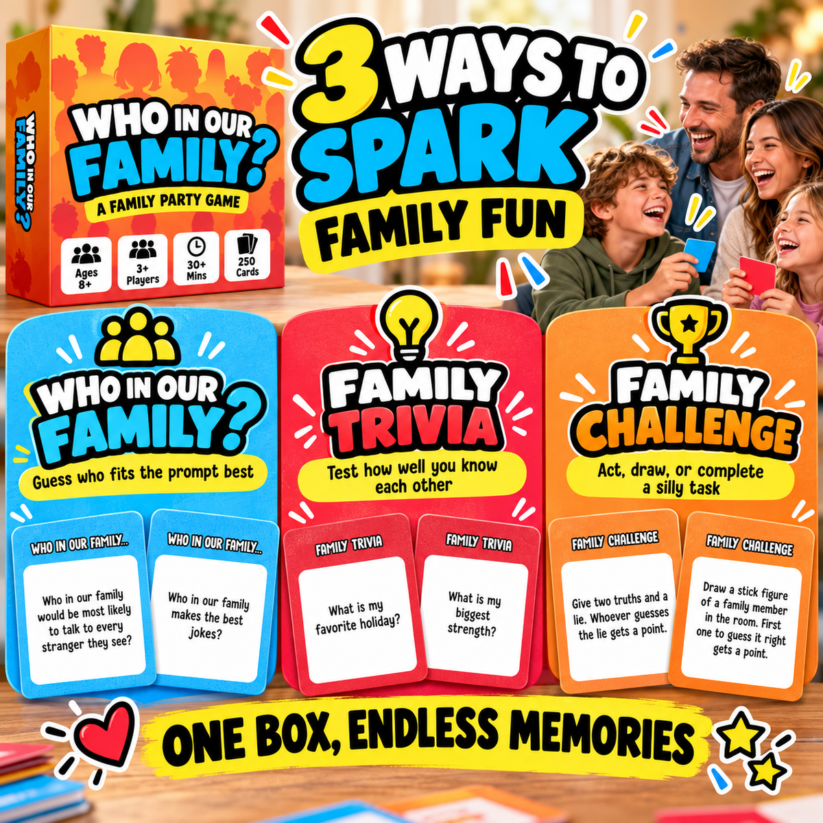 ⏰ 50% OFF Today! 😂 Who In Our Family? Hilarious Party Game for Family Game Night