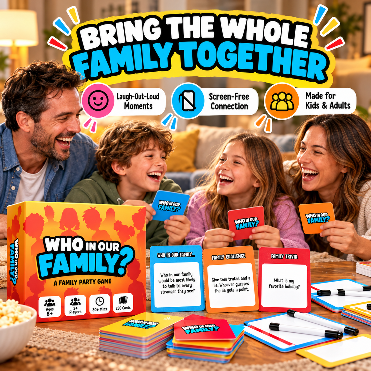 ⏰ 50% OFF Today! 😂 Who In Our Family? Hilarious Party Game for Family Game Night