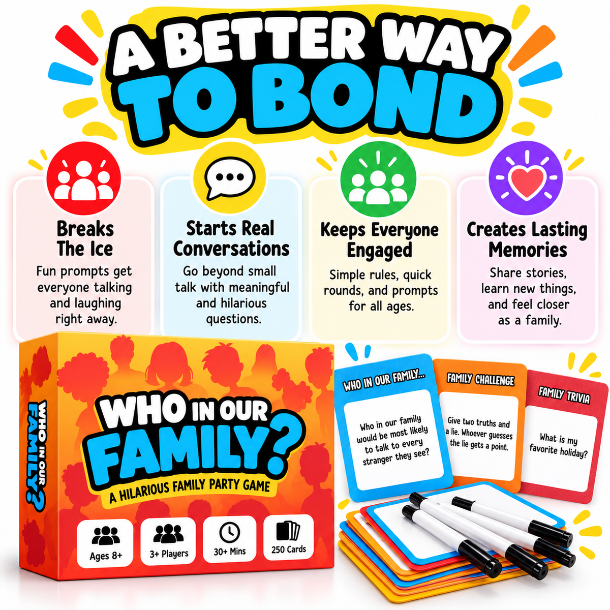 ⏰ 50% OFF Today! 😂 Who In Our Family? Hilarious Party Game for Family Game Night