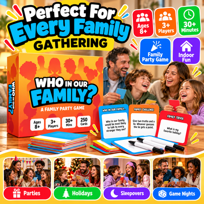 ⏰ 50% OFF Today! 😂 Who In Our Family? Hilarious Party Game for Family Game Night