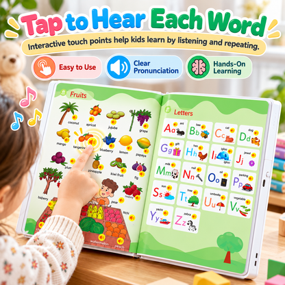 📚 500 Words Interactive English Sound Book for Kids – Touch & Learn Talking Book, Screen-Free Educational Toy Ages 3–8