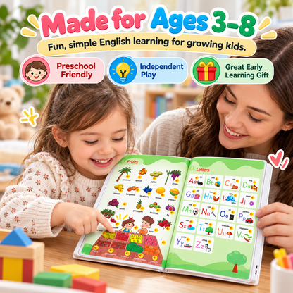 📚 500 Words Interactive English Sound Book for Kids – Touch & Learn Talking Book, Screen-Free Educational Toy Ages 3–8