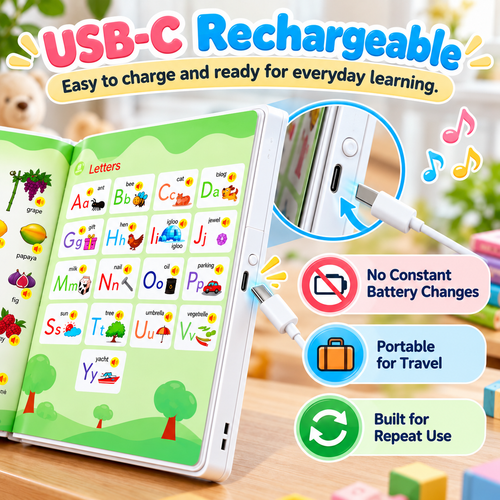 📚 500 Words Interactive English Sound Book for Kids – Touch & Learn Talking Book, Screen-Free Educational Toy Ages 3–8