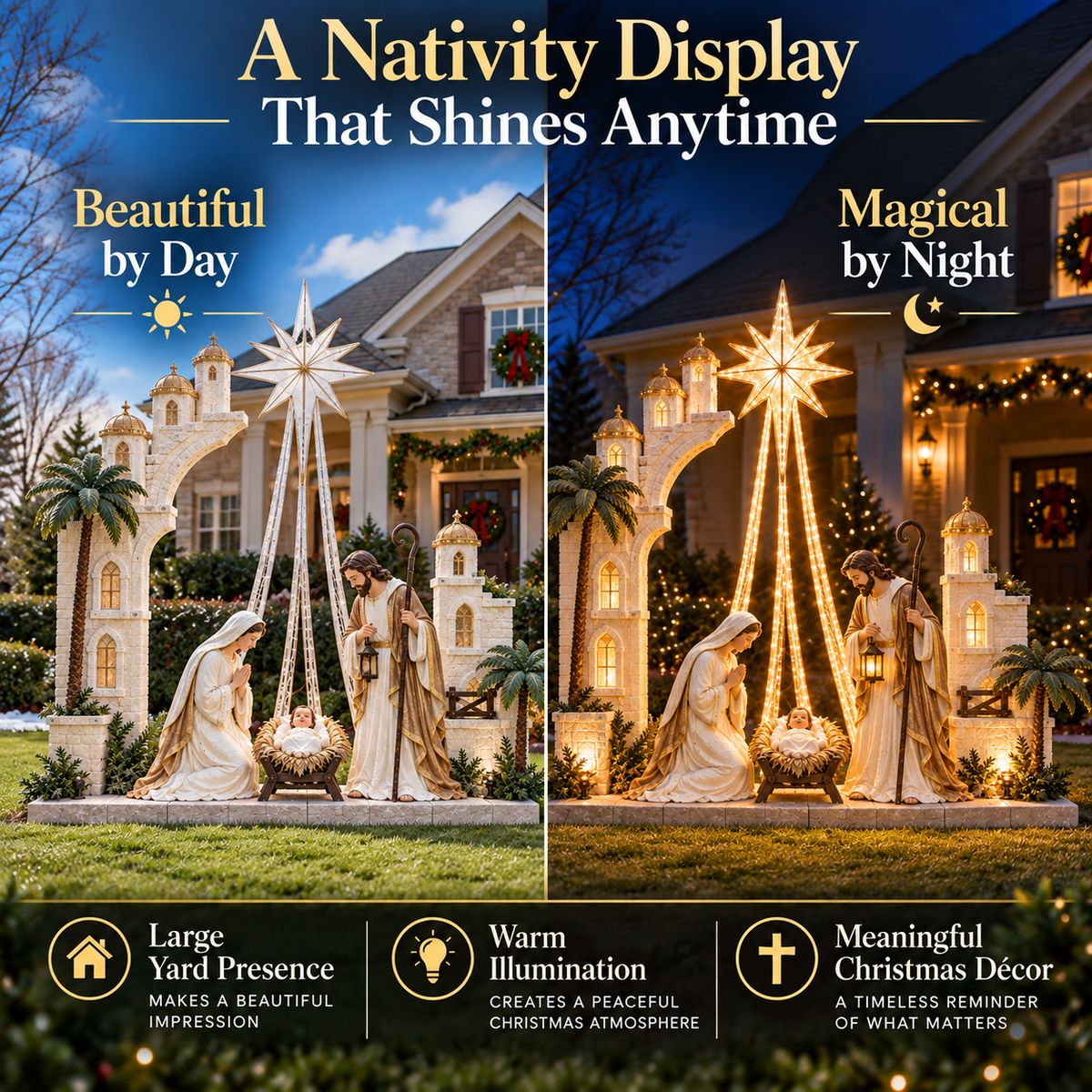 ✨ Christmas Star Nativity Light™ – Illuminated Holy Family Outdoor Yard Display