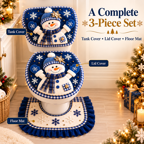 🎄49% OFF❄️3-Piece Christmas Snowman Toilet Cover Set – Cozy Winter Bathroom Decor