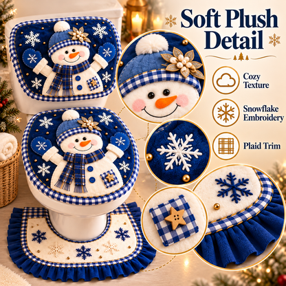 🎄49% OFF❄️3-Piece Christmas Snowman Toilet Cover Set – Cozy Winter Bathroom Decor