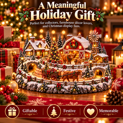 🐮 Highland Cow Christmas Farm Village – Animated Holiday Scene