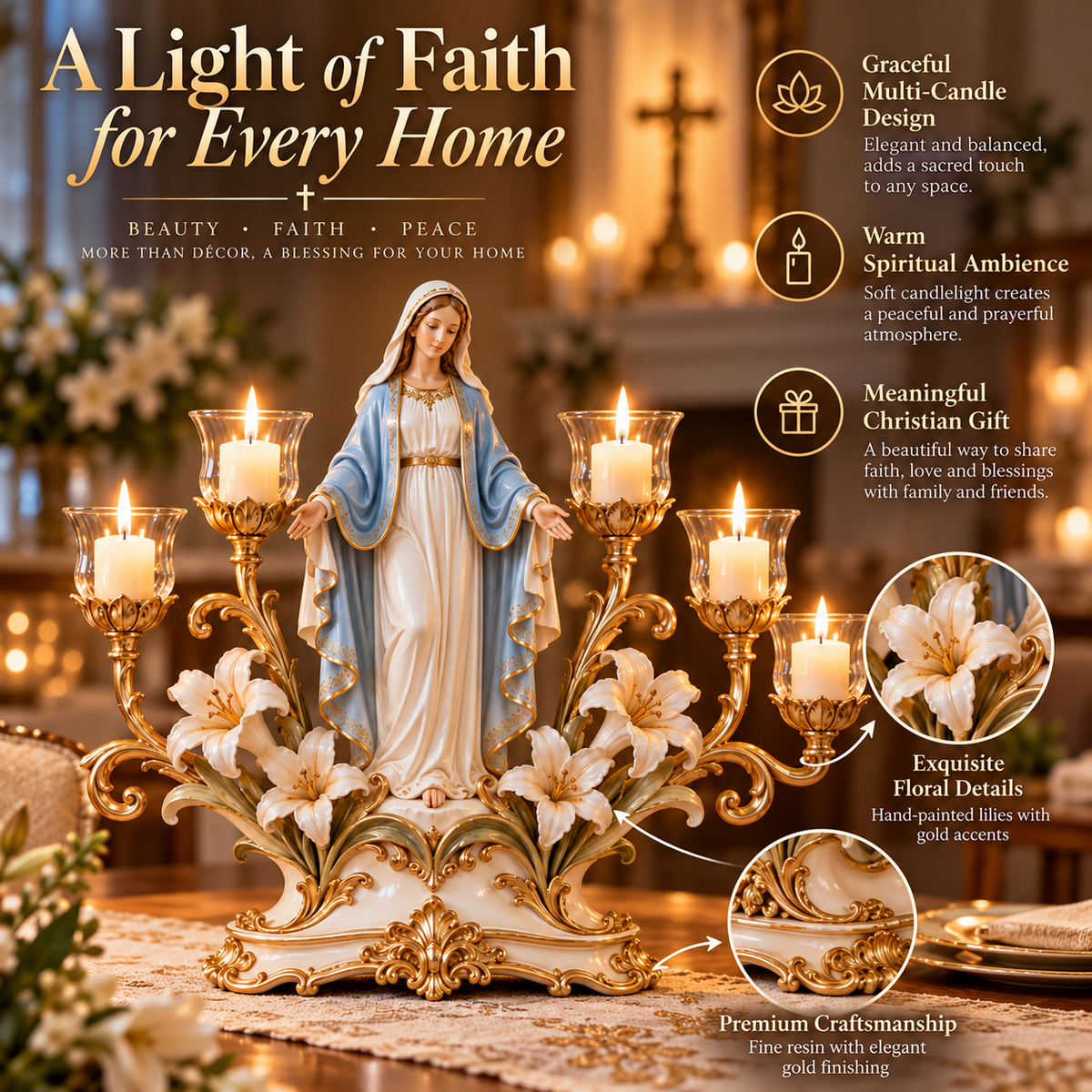 🕯️Lasy Day 49% Off🎁 Light of His Presence — Sacred Christian Candleholder 🤍