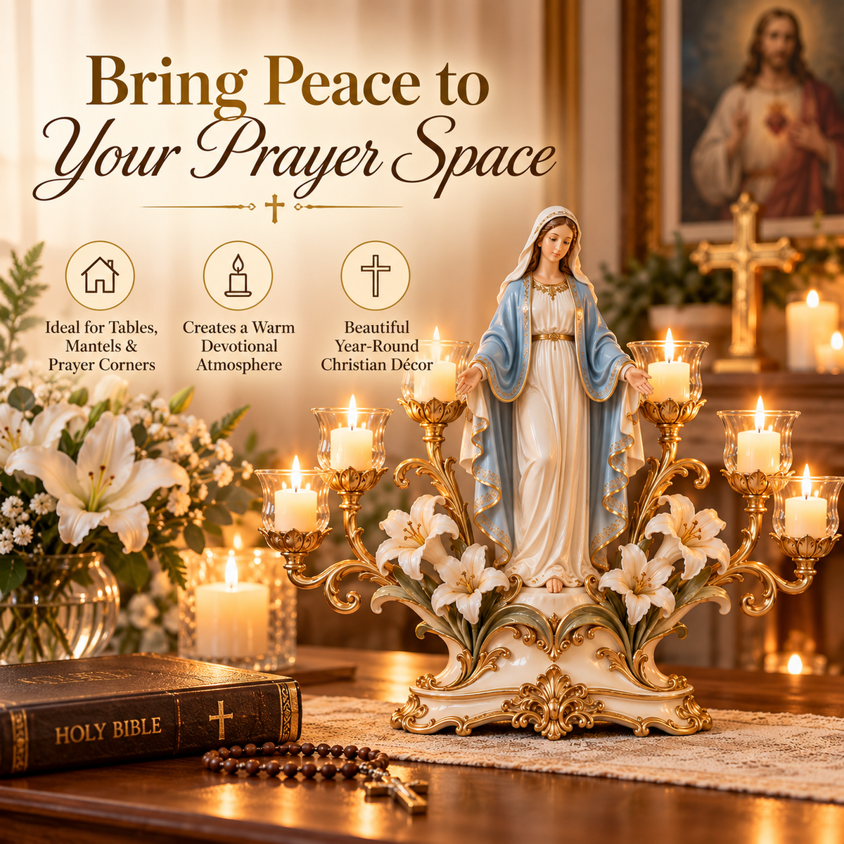 🕯️Lasy Day 49% Off🎁 Light of His Presence — Sacred Christian Candleholder 🤍