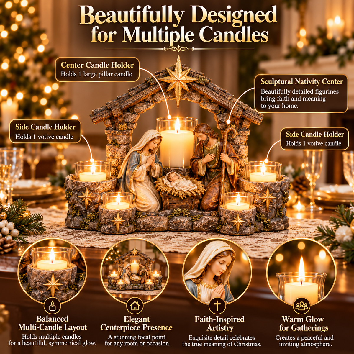 🕯️Lasy Day 49% Off🎁 Light of His Presence — Sacred Christian Candleholder 🤍