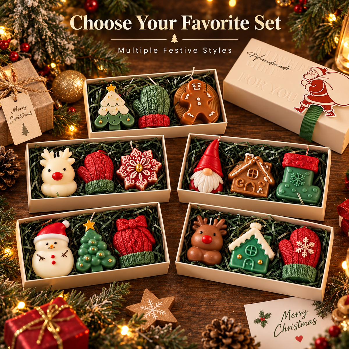 🎅Handmade Christmas Scented Candle Gift Set: A Festive Essential for Atmosphere & Gifting🕯️🎄