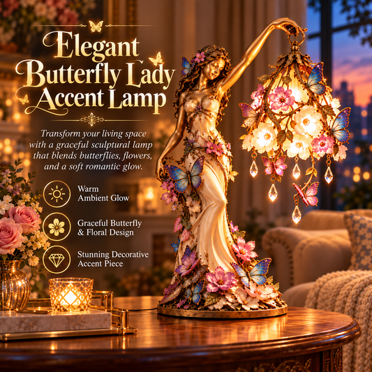 🔥Last Day 49% Off🦋 Butterfly Lady Accent Lamp – Elegant Floral Goddess Light with Crystal Drops💧