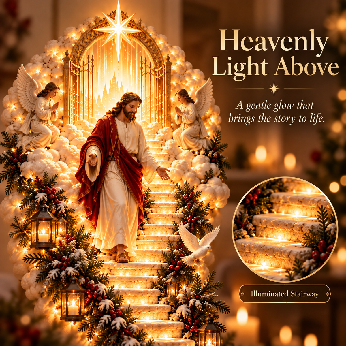 ✨ Last Day – 50% OFF!✨ Jesus Light of Heaven Christmas Wall Hanging✝️