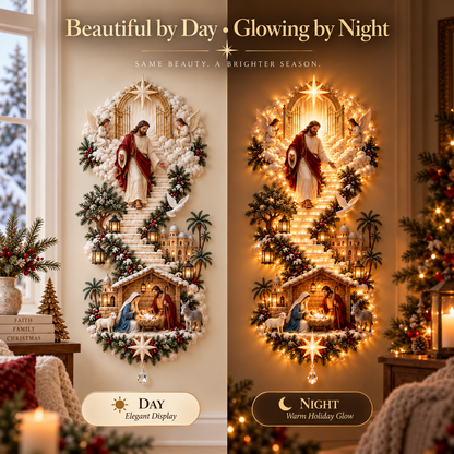 ✨ Last Day – 50% OFF!✨ Jesus Light of Heaven Christmas Wall Hanging✝️