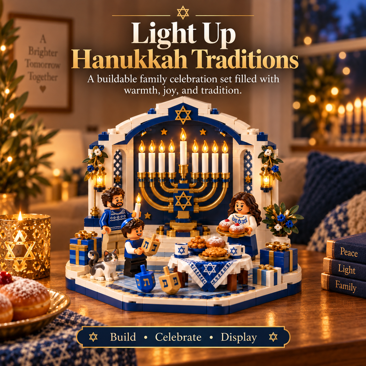 🔥49% OFF 🧩 Hanukkah Family Light Building Block Display Set🕎