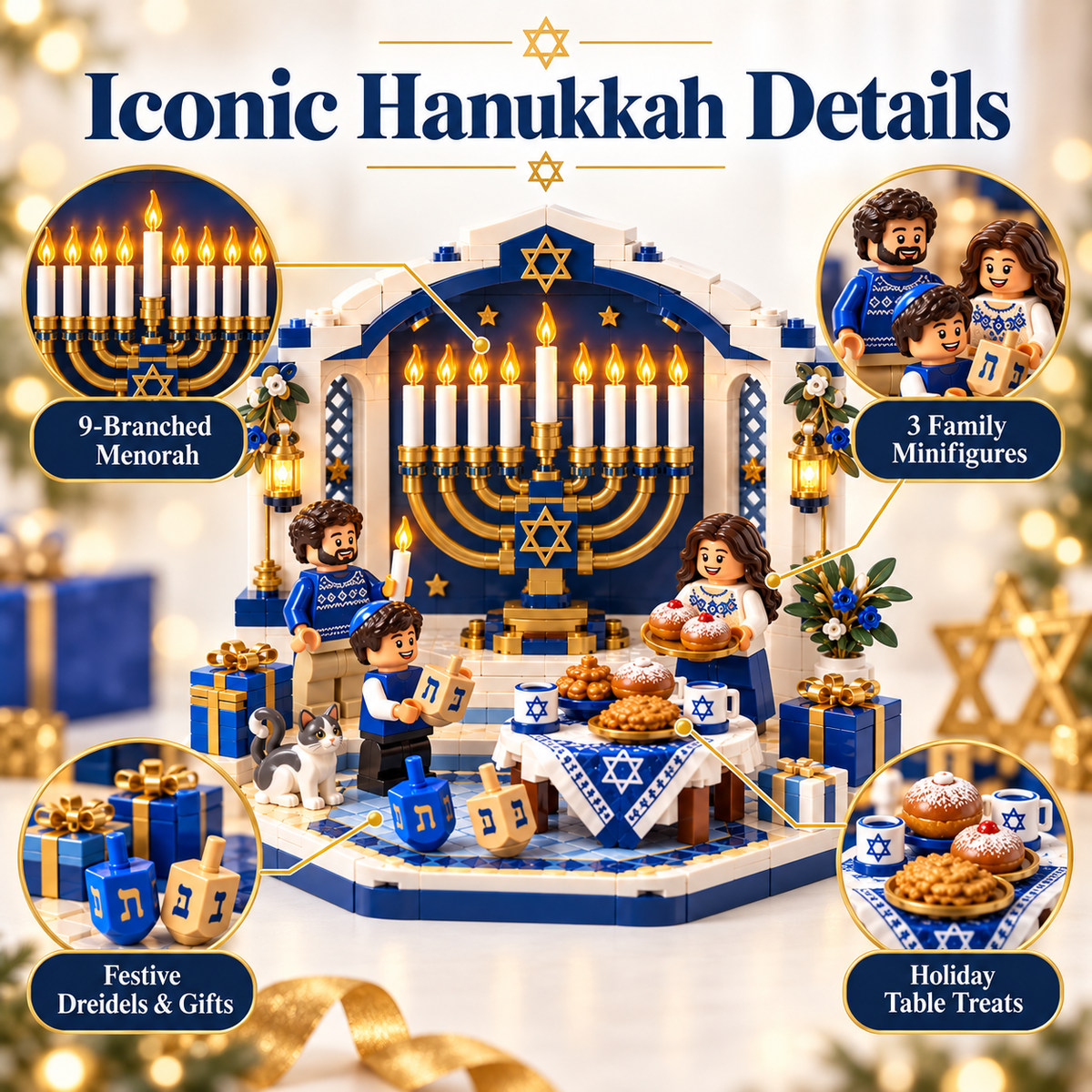 🔥49% OFF 🧩 Hanukkah Family Light Building Block Display Set🕎