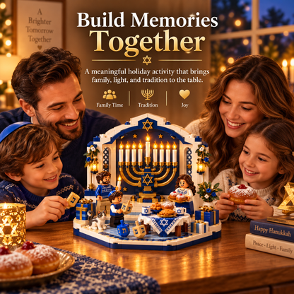 🔥49% OFF 🧩 Hanukkah Family Light Building Block Display Set🕎