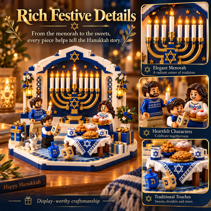 🔥49% OFF 🧩 Hanukkah Family Light Building Block Display Set🕎