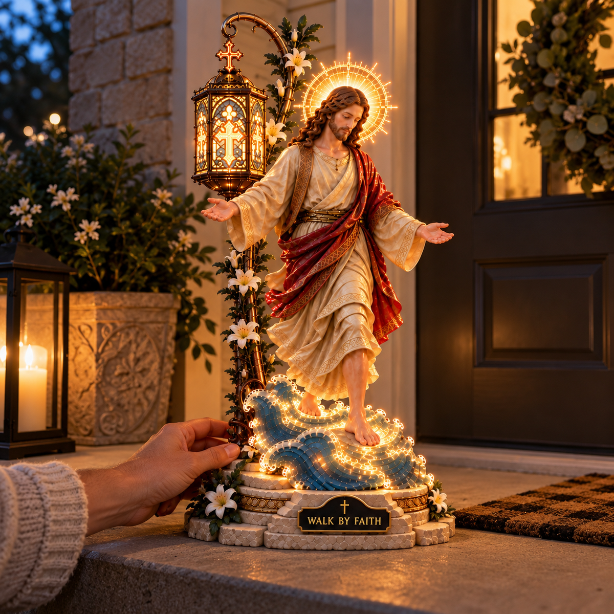 ✨ Walk by Faith™ – Jesus Walking on Water Reflection Light
