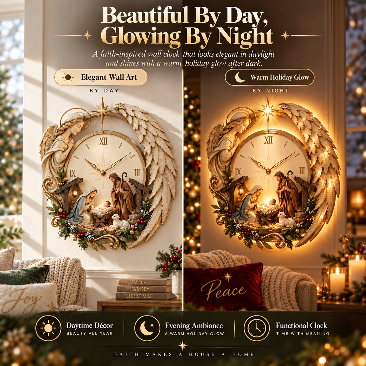 👼 ⏰LAST DAY 50% OFF ✨ Bethlehem Angel Nativity Glow Clock