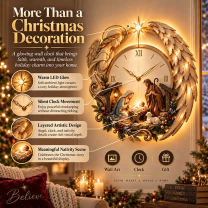 👼 ⏰LAST DAY 50% OFF ✨ Bethlehem Angel Nativity Glow Clock
