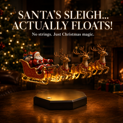 ⚡🎅Floating Santa Sleigh with 4 Reindeer-Magnetic Christmas Magic