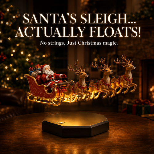⚡🎅Floating Santa Sleigh with 4 Reindeer-Magnetic Christmas Magic