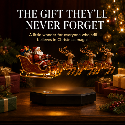 ⚡🎅Floating Santa Sleigh with 4 Reindeer-Magnetic Christmas Magic